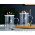 450ml clear glass mugs with ceramic lid